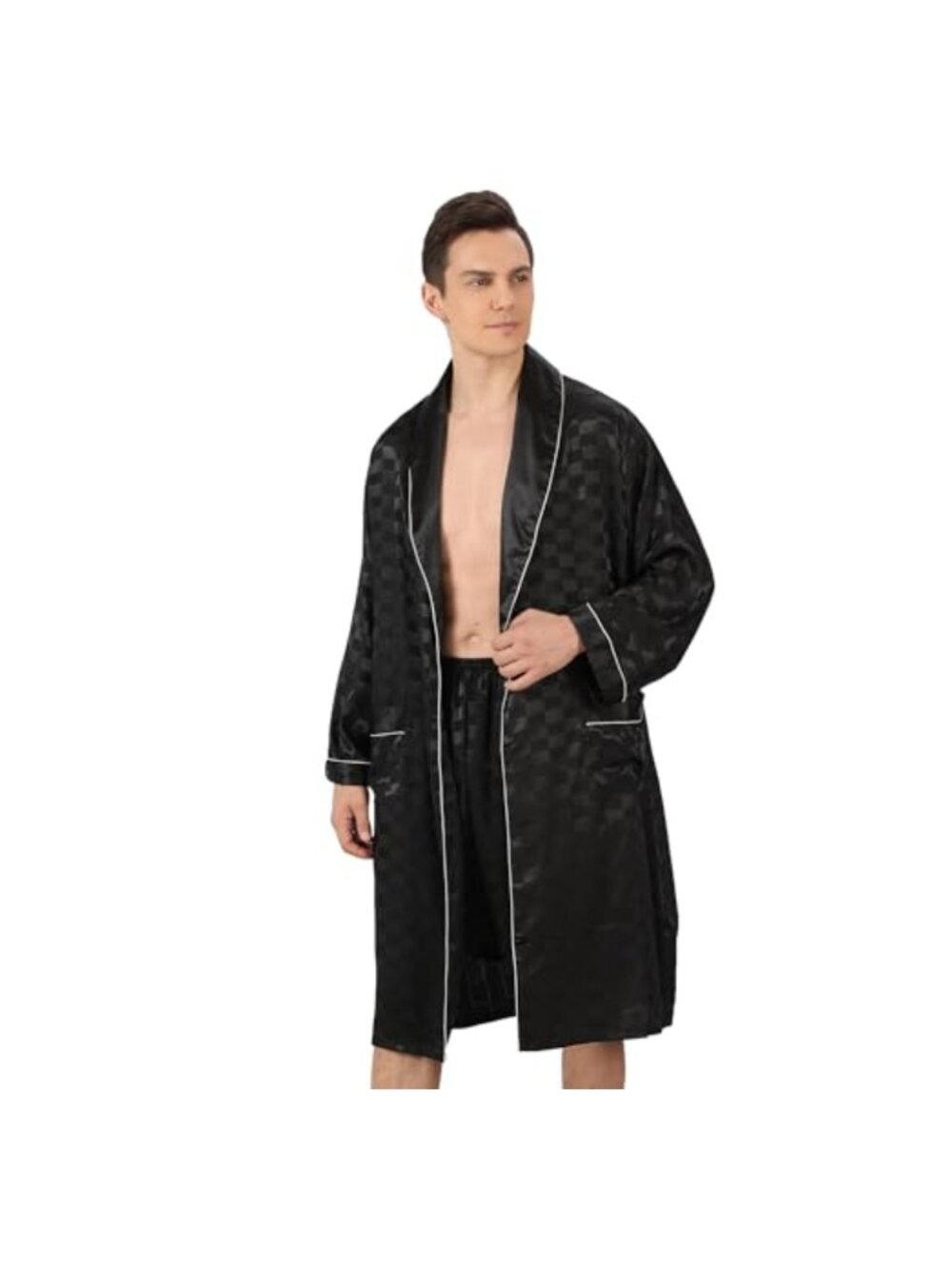 Men's Luxurious Silk Satin Kimono Robe with Shorts